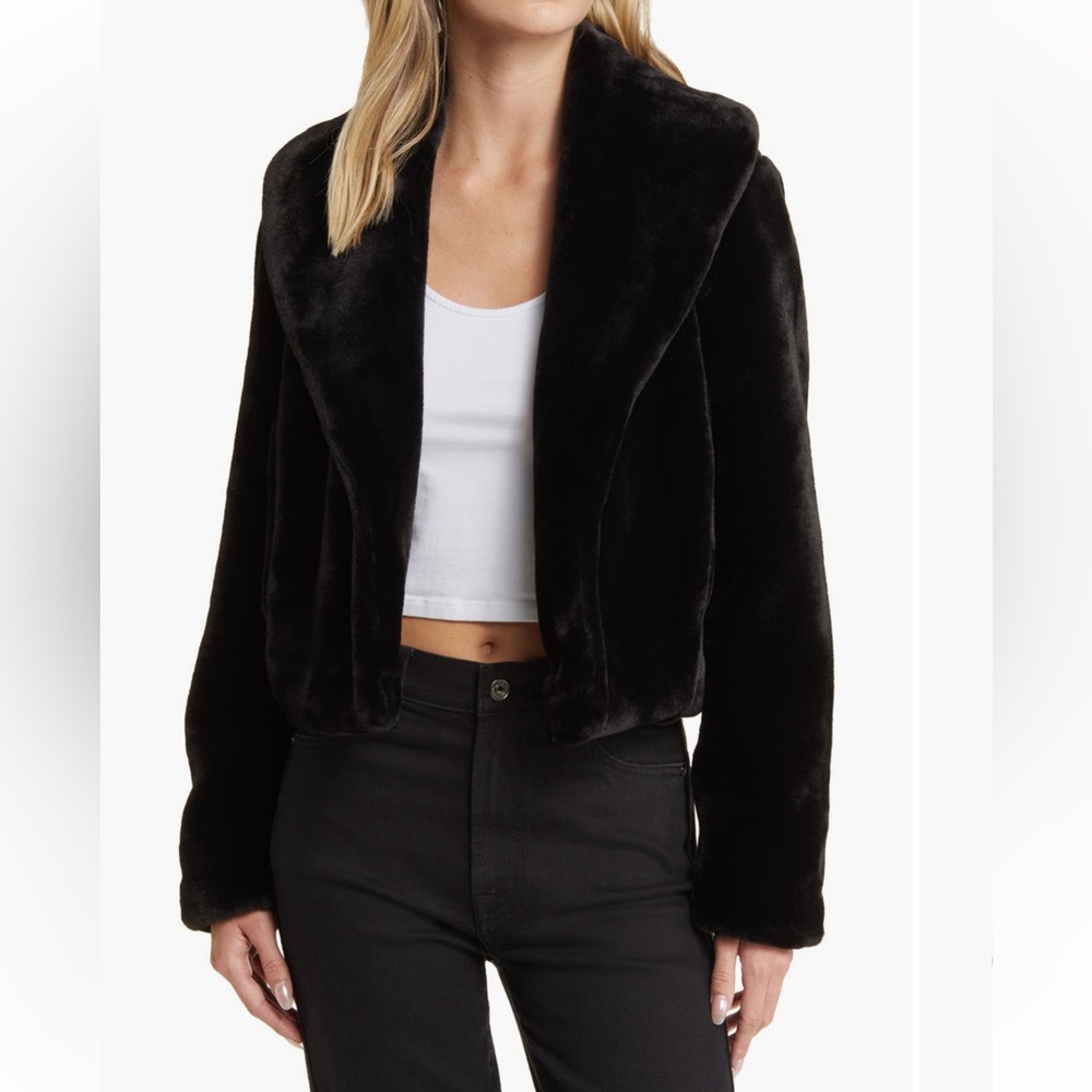 Blank NYC Black Teddy Faux Fur Luxury Ultra Soft Fuzzy Jacket